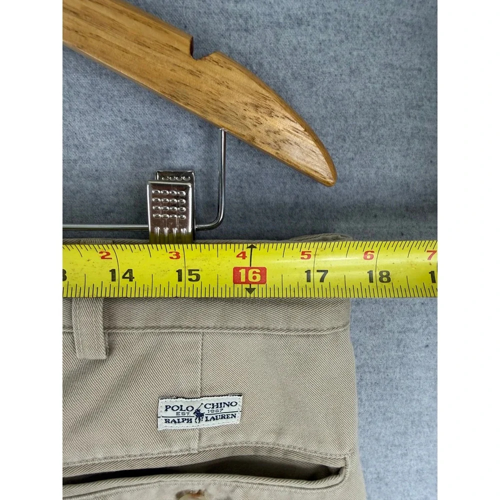 Polo Ralph Lauren Pleated Chinos Mens 34x32 Khaki Tan Cotton Twill Pants